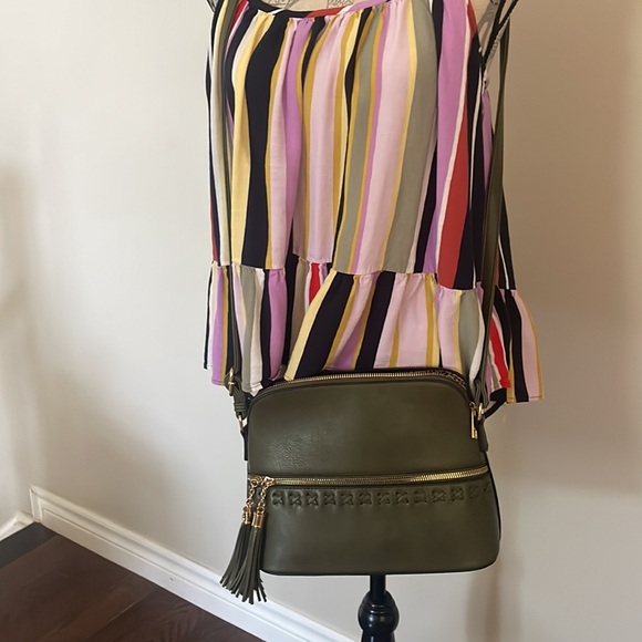 EUC BOHO OLIVE GREEN CROSSBODY BAG - Picture 6 of 6